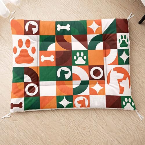 HOSIMA Hundebett, Haustiermatte Hundematte mit Cartoon-Knochen-Aufdruck, Weiche Waschbare Katzenmatte, Unterseite aus Lammfell kann an Haustierbett Gebunden Werden (AH008 M) von HOSIMA