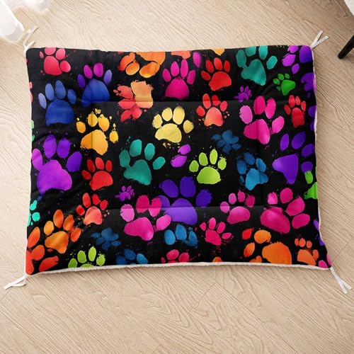 HOSIMA Hundebett, Haustiermatte Hundematte mit Cartoon-Knochen-Aufdruck, Weiche Waschbare Katzenmatte, Unterseite aus Lammfell kann an Haustierbett Gebunden Werden (AM004 M) von HOSIMA