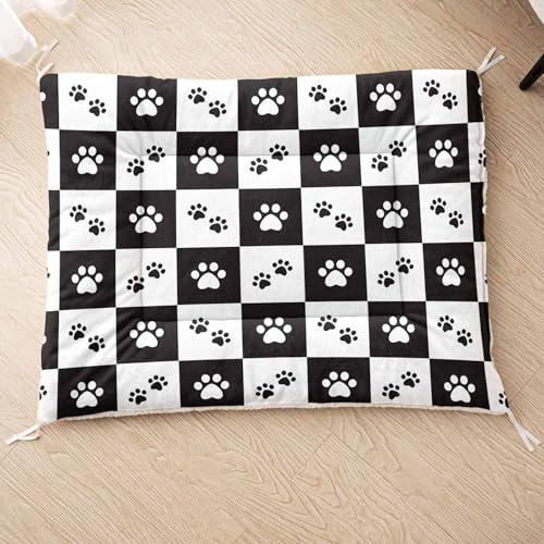 HOSIMA Hundebett, Haustiermatte Hundematte mit Cartoon-Knochen-Aufdruck, Weiche Waschbare Katzenmatte, Unterseite aus Lammfell kann an Haustierbett Gebunden Werden (AM007 M) von HOSIMA