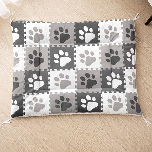 HOSIMA Hundebett, HaustiermatteHundematte mit Cartoon-Knochen-Aufdruck, Weiche Waschbare Katzenmatte, Unterseite aus Lammfell kann an Haustierbett Gebunden Werden (AE005 M) von HOSIMA