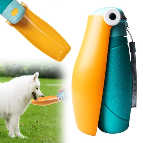 Trinkflasche Hunde für Unterwegs 500ml Faltbare Hundetrinkflasche to go, Nashornvogel Tragbare Wasserflasche für Welpen Kleine Mittel Große Hund von HOSPAOP