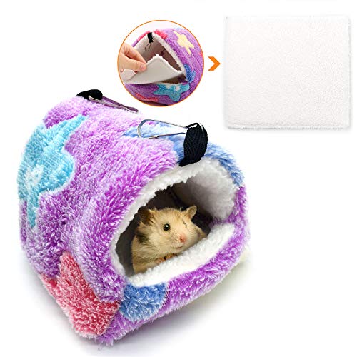 Warmes Hamsterbett mit Matte für Kleintiere, Ratten, Hamster, Plüschhaus, Bett, Hüttennest, Bett, Mini-Haus, Höhle, Bett, gemütliches Haus von HOSUKKO