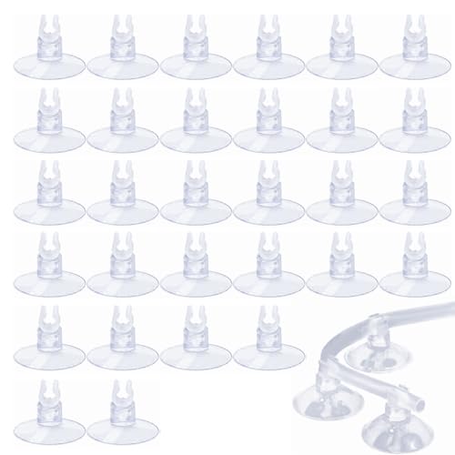 HOTMNTY Aquarium Saugnapf-Clips Airline Tube Halter, Transparenter Luftschlauchhalter, Fisch Tank Saugnäpfe mit Schlauchhalterung, Saugnapf Halter für Airline-Schläuche 4-6 mm, Transparent, 30 Stück von HOTMNTY