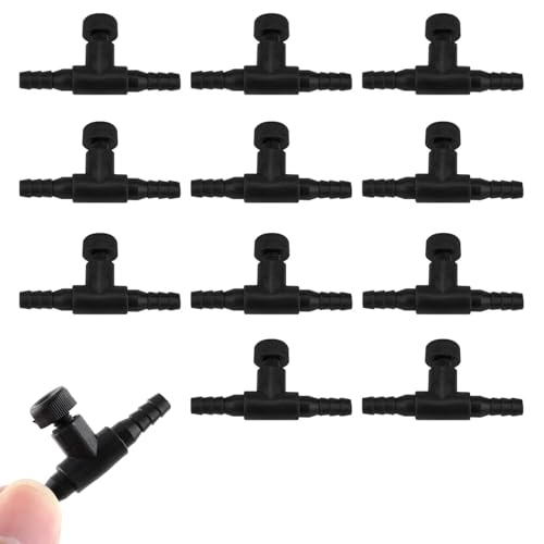 Luftpumpe Regelventile, 12 Stk Aquarium-Luftregelventile, T-Form Aquarium Schlauchverbinder Ventil, Kunststoff Aquarium Luftschlauch Stecker Aquatic Schlauchverbinder Supplies für 4mm ID Luftschläuche von HOTMNTY