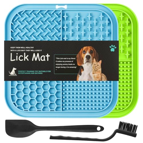 HOTUT Leckmatte Hund,2 Stück Schleckmatte Hund mit Spatel und Bürste,Lick Mat Slow Feeder mit Saugnapf für Hunde und Katzen,Futtermatte für Baden, Fellpflege,Lindert Angst und Langeweile HOTUT Leckmatte Hund,2 Stück Schleckmatte Hund mit Spatel und Bürste,Lick Mat Slow Feeder mit Saugnapf für Hunde und Katzen,Futtermatte für Baden, Fellpflege,Lindert Angst und Langeweile von HOTUT