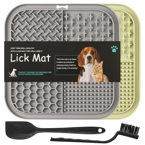 HOTUT Leckmatte Hund,2 Stück Schleckmatte Hund mit Spatel und Bürste,Lick Mat Slow Feeder mit Saugnapf für Hunde und Katzen,Futtermatte für Baden, Fellpflege,Lindert Angst und Langeweile HOTUT Leckmatte Hund,2 Stück Schleckmatte Hund mit Spatel und Bürste,Lick Mat Slow Feeder mit Saugnapf für Hunde und Katzen,Futtermatte für Baden, Fellpflege,Lindert Angst und Langeweile von HOTUT