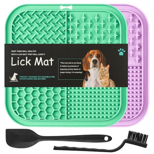 HOTUT Leckmatte Hund,2 Stück Schleckmatte Hund mit Spatel und Bürste,Lick Mat Slow Feeder mit Saugnapf für Hunde und Katzen,Futtermatte für Baden, Fellpflege,Lindert Angst und Langeweile HOTUT Leckmatte Hund,2 Stück Schleckmatte Hund mit Spatel und Bürste,Lick Mat Slow Feeder mit Saugnapf für Hunde und Katzen,Futtermatte für Baden, Fellpflege,Lindert Angst und Langeweile von HOTUT