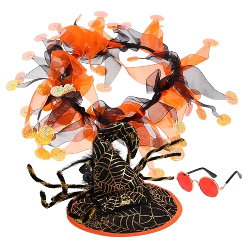 HOUDERCO 1satz Halloween - Set Verstellbares Wasserdichtes Halskrause Mit Hut Und Brille Für Haustiere Für Halloween-feiern Und Kostümpartys von HOUDERCO