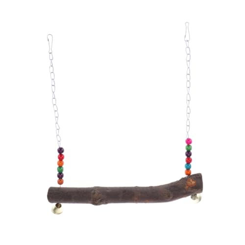 HOUDERCO 1Stück Holz Vogel Schaukel mit Buntperlen Kau für Papageien und Hühner Bissfestes für Vögel und Klettern von HOUDERCO