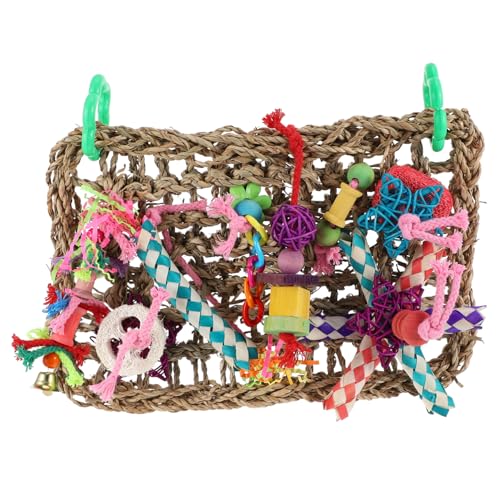 HOUDERCO 1Stück Papageien Kletternetz aus Naturholz Hängendes für Sittiche und Kleine Vögel Fördert Spiel und Kauen im Käfig Einfache Installation Sorgt für Spaß und Beschäftigung von HOUDERCO