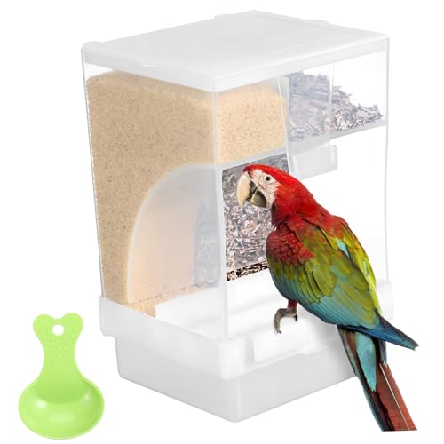 HOUDERCO 1satz Automatischer Vogelfutterspender Mit Transparenter Futterbox Und Löffel Vogelkäfig Zubehör Für Wellensittiche Und Andere Vögel Einfache Installation Und Doppelte Fächer von HOUDERCO