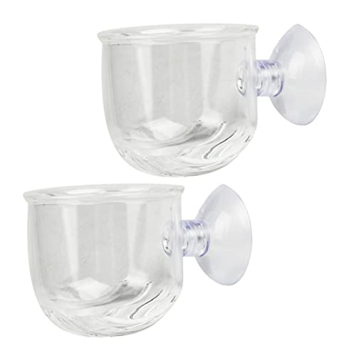 HOUDERCO 2 Stück Fütterungsbecher fischfutter Flakes Aquarium Zubehör Fischfuttertabletten Fischfutterautomat Fütterbecher aus Glas Rote Würmer Futterfischfutter klare Aquarienausrüstung von HOUDERCO