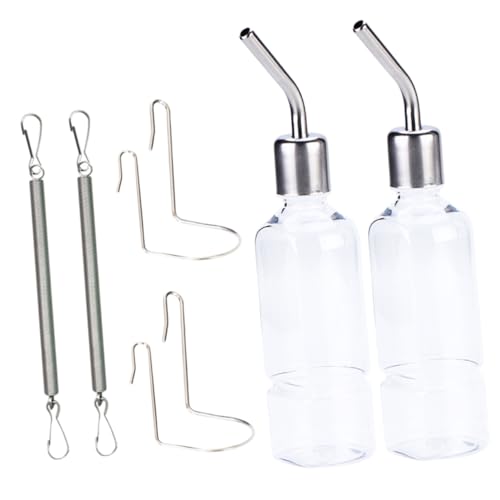 HOUDERCO 2Stücke Hängende Trinkflasche für Kleintiere Wasserzufuhr für Hamster Kaninchen Meerschweinchen Auslaufsicher und Rostfreies Design Installieren von HOUDERCO