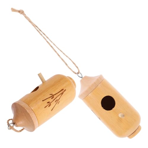 HOUDERCO 2Stücke Natürliches Hölzernes Haus Handgefertigtes Vogelhäuschen Dekoration für Garten und Innenräume Einfach Aufzuhängen aus Naturholz Design für Nistvögel von HOUDERCO