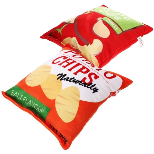 HOUDERCO 2Stücke mit Quietscher Kauspielzeug im Kartoffelchip Design und Langlebiges Hundespielzeug für Interaktives und Zahnpflege von HOUDERCO