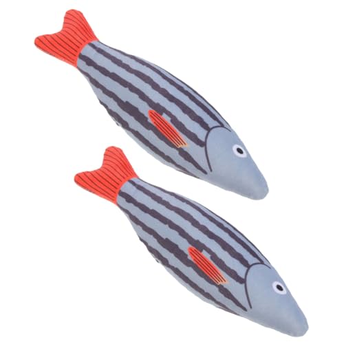 HOUDERCO 2stücke Interaktives Katzenminze Spielzeug Lustiges Fisch-Design Selbstunterhaltendes Kauspielzeug Für Katzen Fördert Und Spielspaß Blau Gestreift von HOUDERCO