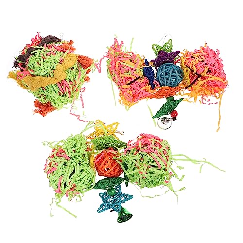 HOUDERCO 3 Stück Vogel Spielzeugschaukel Papagei Klein Vogelspielzeug Groß Vögel Kauen Kauspielzeug Für Sittiche Kauspielzeug Für Vögel Haustier Hölzern Zufällige Farbe von HOUDERCO