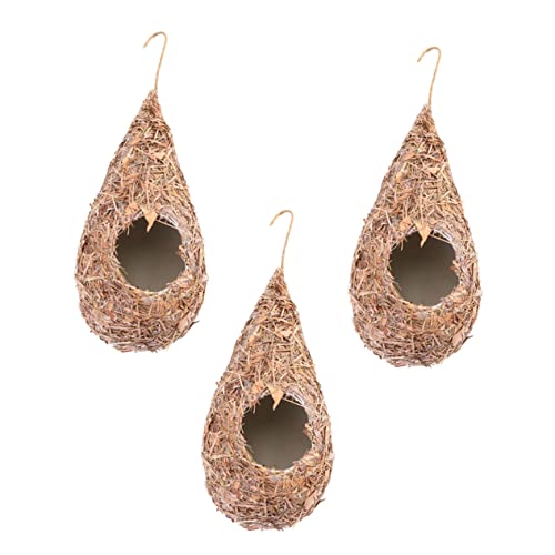 HOUDERCO 3stücke Hängende Vogelhäuser Aus Natürlichem Gras Simulierte Strohnester Für Vögel Wetterfeste Vogelunterkünfte Für Garten Und Balkon von HOUDERCO
