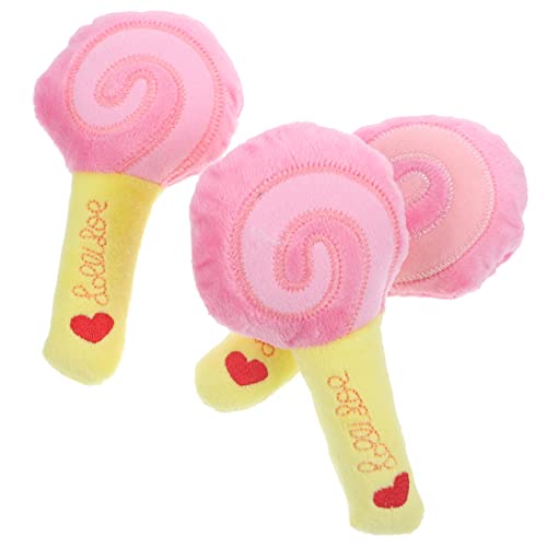 HOUDERCO 3Stücke Quietschendes Hundespielzeug Interaktives Snuffle für Welpen Kauspaß und Zahnpflege Plüschspielzeug für Drinnen Lollipop Design von HOUDERCO