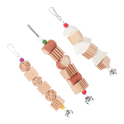 HOUDERCO 3 Stück Rattan Ball Spielzeug für Papageien Beißspielzeug für Vögel Sepiaschalen Molaren Spielzeug Sicheres Kauspielzeug für Vogelkäfige Unterhaltungszubehör für Sittiche von HOUDERCO