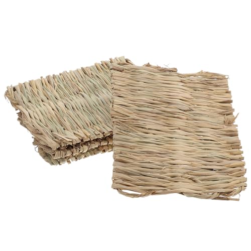 HOUDERCO 4 Stück Natürliche Grasmatten für Kaninchen und Vögel Nest und Futterunterlage Atmungsaktiv und Schützend für Käfige aus Natürlichen Materialien Gefertigt von HOUDERCO