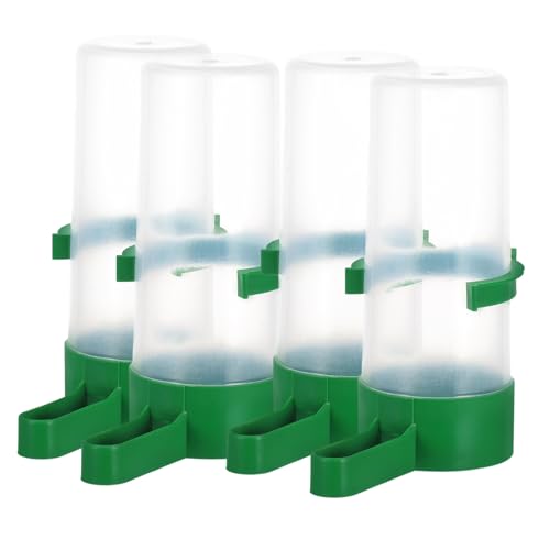 HOUDERCO 4 Stück Vogeltrinker Futterwasser Für Vögel Papageienkäfig Vogeltrainingsspielzeug Hühnertränke Vogelkäfig-wassernapf -vögel-fütterungsset Sittich Futternapf Plastik Green von HOUDERCO