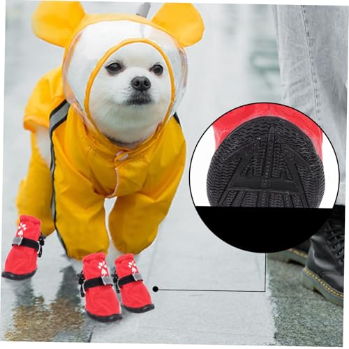 HOUDERCO 4 Stück wasserdichte Hundeschuhe Kleine bis Mittelgroße Hunde Anti rutsch Sohle Reflektierend Pfotenschutz für Drinnen und Draußen Atmungsaktiv Leicht und Komfortabel von HOUDERCO