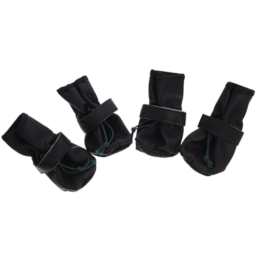 HOUDERCO 4Stücke Hundeschuhe aus rutschfeste für Große Hunde Pfotenschutz für Outdoor Aktivitäten mit Zufälligem Innenfutter Schwarz von HOUDERCO