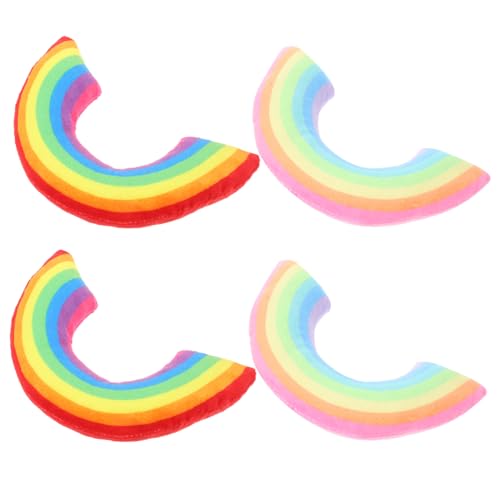 HOUDERCO 4Stücke Katzenminze Kissen für Haustiere Regenbogenfarben Interaktives für Katzen Bequemes Kissen zur Unterstützung Nackens für Erholsamen Schlaf von HOUDERCO