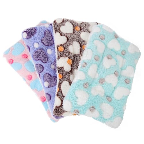 HOUDERCO Haustier Schlafmatte 4 Stück Für Kleine Tiere Warmes Hamsterbett Aus Weichem Material 25x17cm Kuscheliges Nest Für Kaninchen Meerschweinchen Igel Für Käfige Und Winter von HOUDERCO