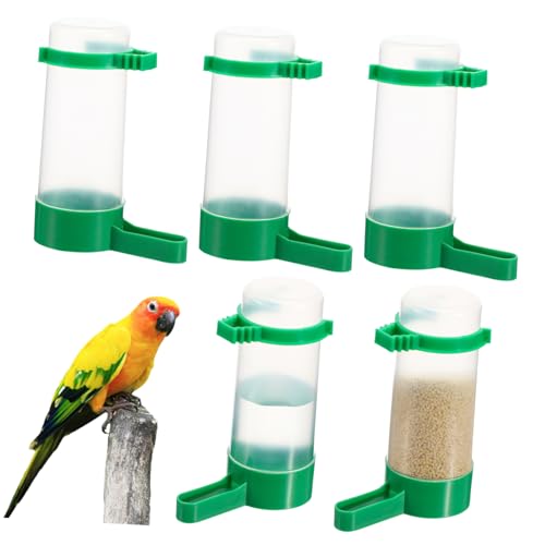 HOUDERCO 5Stücke Automatischer Vogeltrinker mit Sprinkler Vogeltränke für Kleine Wellensittiche Nymphensittiche Nachfüllen kein Wasserchaos Vielseitig von HOUDERCO