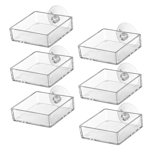 HOUDERCO 6 Stück Futterschale Fütterung Futterspender Futternapf Für Aquarien Fischfutterautomat Essen Urlaub Fischfutter Tank Fischglas Aquarium Fischfutterhäuschen Acryl Transparent von HOUDERCO