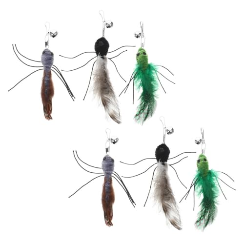 HOUDERCO 6stücke Interaktive Katzenangel Ersatzspielzeuge Stimulierende Spielzeuge Für Katzen Und Kätzchen Natürliche Jagdinstinkte Verschiedene Designs Für Unendlichen Spaß von HOUDERCO