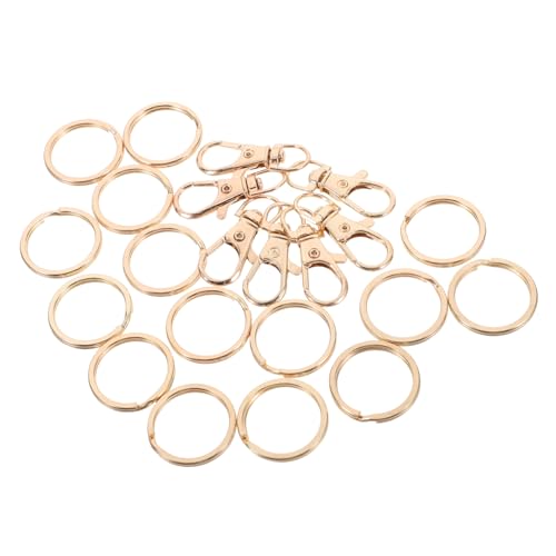 HOUDERCO 60 Stück Teiliges Metall Schlüsselring mit Karabinerhaken Zinklegierung Keychain DIY Zubehör Langlebiger Schlüsselanhänger für Taschen Autoschlüssel Hundehalsband Goldfarben von HOUDERCO