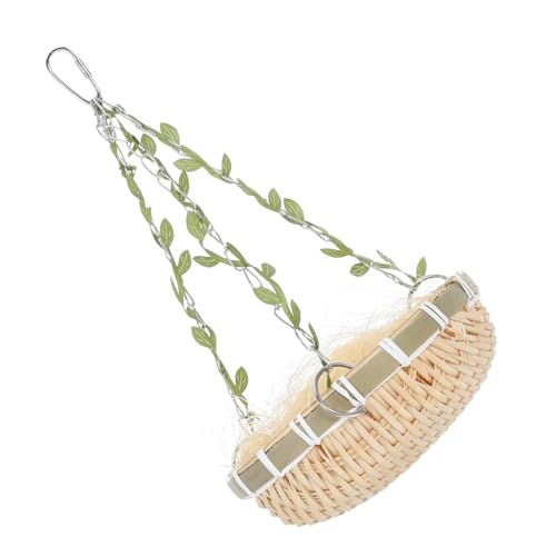 HOUDERCO Bambusvogelnest Vogelnest aus Stroh Kokosnussschalennest Papageienstange Vogel-Kokosnuss-Nest Haustier Papagei Spielständer Papageienkäfige Vogelzeltkäfig Metall von HOUDERCO