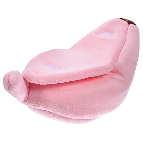 HOUDERCO Bananenförmiges Haustierschlafnest für Kleine Warmes und Sicheres Schlafhaus für Hamster Chinchillas Gemütliches Plüschbett für Herbst und Winter von HOUDERCO