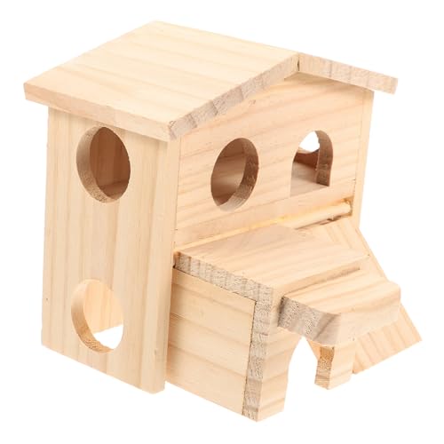 HOUDERCO Chinchilla Käfigzubehör Deck für Kleine Haustiere Holzhaus für Hamster Rückzugsort und Spielplatz Verbessert Schlafqualität und Wohlbefinden von HOUDERCO