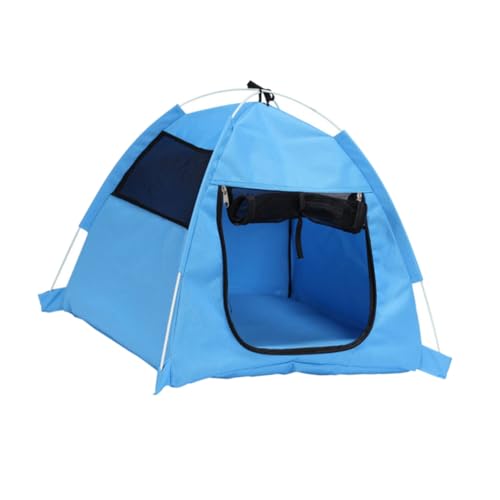 HOUDERCO Faltbares Outdoor Haustier Zelt für Hunde und Katzen Tragbares und Atmungsaktives Schutzhaus mit Reißverschluss für Camping und im Freien Blau HOUDERCO Faltbares Outdoor Haustier Zelt für Hunde und Katzen Tragbares und Atmungsaktives Schutzhaus mit Reißverschluss für Camping und im Freien Blau von HOUDERCO