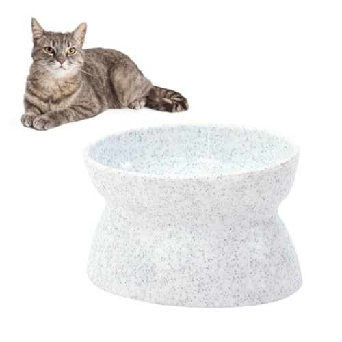 HOUDERCO Katzenschale Mit Marmorstruktur Und Selbstreinigungsfunktion Rutschfester Futternapf Aus Pp-Material Geneigter Napf Mit Filigranem Design Für Wasser Oder Wasser von HOUDERCO