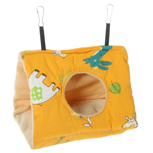 HOUDERCO Hängende Vogelhammock für Käfige Weiche und Bequeme Schlafgelegenheit für Kanarienvögel Papageien und Andere Kleine Vögel Gelb Klein mit Runden Löchern von HOUDERCO