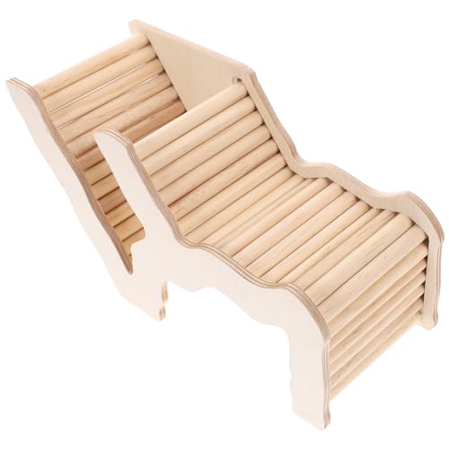 HOUDERCO Hamster Holz Versteck mit Leiter Klettern Spielzeug für Kleine Haustiere Warmes Schlafhaus Sicheres Versteck aus Natürlichem Holz von HOUDERCO
