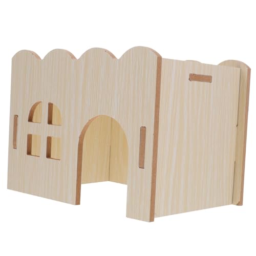 HOUDERCO Hamster Holzhaus Geschwungene Form Mehrzweck Versteck Spielhaus für Kleintiere Wie Hamster Meerschweinchen Chinchilla als Schlaf Versteckplatz Geeignet von HOUDERCO