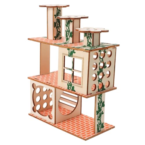 HOUDERCO Holz Hamster Villa Hideout Große Pet Klettergerüst Spielzeug Dekorative Eichhörnchen von HOUDERCO