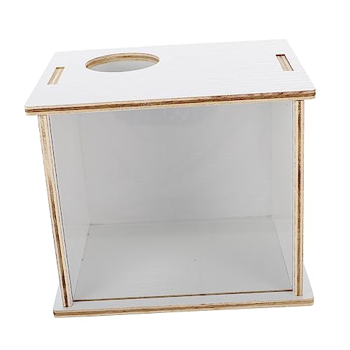 HOUDERCO Hamster Sandbadewanne aus Holz Transparente Badewanne für Kleine Haustiere Multifunktionale Toilette und Sandbad zu Reinigen für Hamster und Rennmäuse von HOUDERCO
