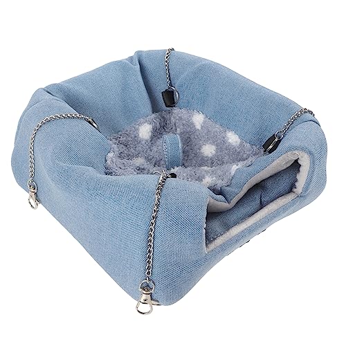 HOUDERCO Hamsterbett Hängematte für Kleine Warmes Nest für Hamster Chinchillas und Meerschweinchen Extra Große Blaue Schlafgelegenheit Kuscheliges Haustierhaus von HOUDERCO