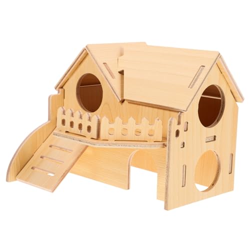 HOUDERCO Hamsterhaus aus Holz Langlebiges Kleintierversteck Gemütliches Schlafhaus für Hamster Sicheres und Stabiles Rattenhaus für Gestaltung Ihres Haustierheims von HOUDERCO