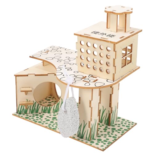HOUDERCO Hamsterhaus Aus Naturholz Kletterspielzeug Für Kleintiere Mit Treppen Rückzugsort Und Spielplatz Für Hamster Chinchillas Und Andere Kleine Haustiere von HOUDERCO