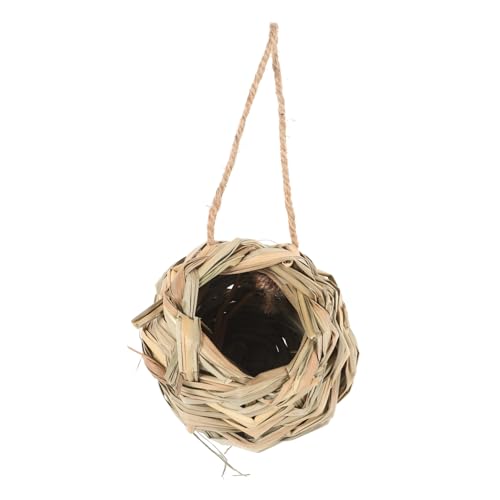 HOUDERCO Handgewebtes aus Stroh für Kleintiere Langlebiges Hamsterversteck Komfortable Hütte für Nager für Garten und Hausdekoration zu Installieren von HOUDERCO