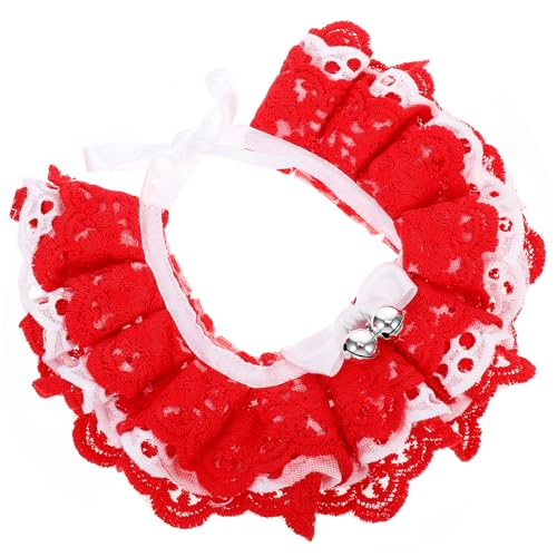 HOUDERCO Haustier Fotografie Prop Welpen Kragen Spitze Kätzchen Spucktuch Stilvolle Dekorative Kragen Rot Farbe von HOUDERCO