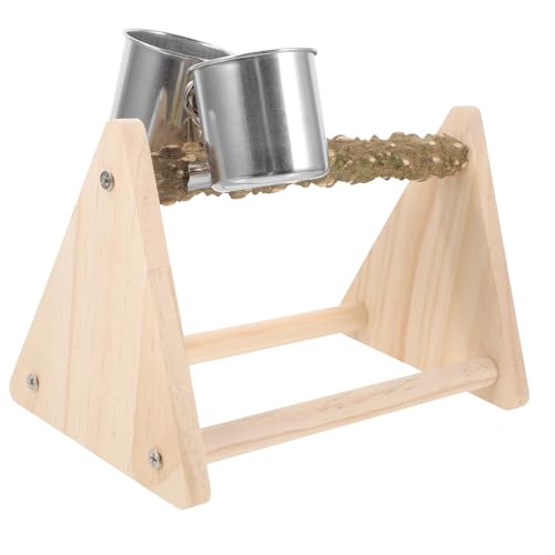HOUDERCO Holz Papagei Trainingsständer mit Stabilem Fuß Natürliche Holzsitzstange für Wellensittiche und Kleine Vögel Sicherer Desktop Spielplatz und Futterstation Dekoratives Vogelzubehör von HOUDERCO